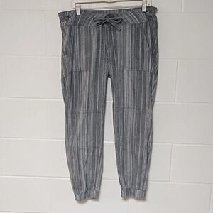 Prana Organic Cotton & Hemp Grey & White stripe Soft Woven Jogger Pants